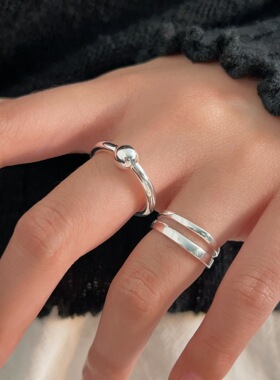 持恒S925纯银圆珠戒指女2026韩版新款简约时尚气质百搭指环高级感