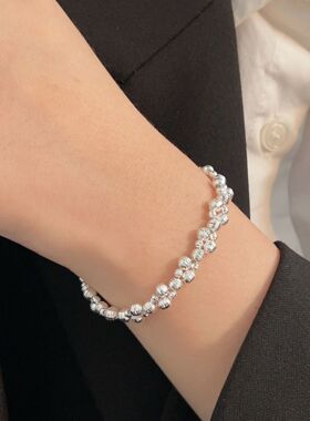 持恒S925纯银手工编织车花圆珠重工手链女韩国档口新款高质感项链