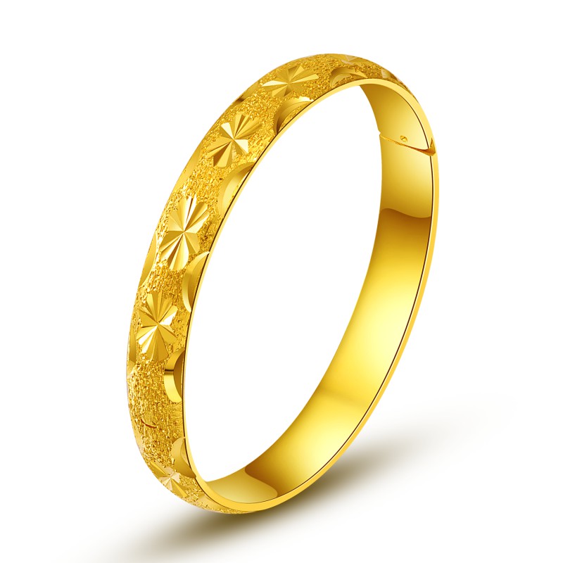 久不掉色3D硬金999足金色镀厚金黄金沙金星星米字花暗扣手环手镯