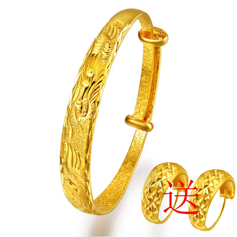 送耳环光面满天星龙凤伸缩镀黄金手环镀金999足金色越南沙金手镯