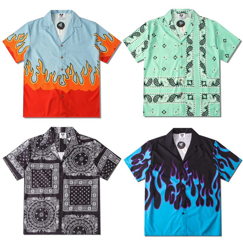 欧美街舞腰果花vintage短袖衬衫