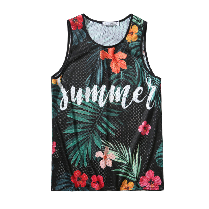 夏季海邊度假字母印花沙灘背心