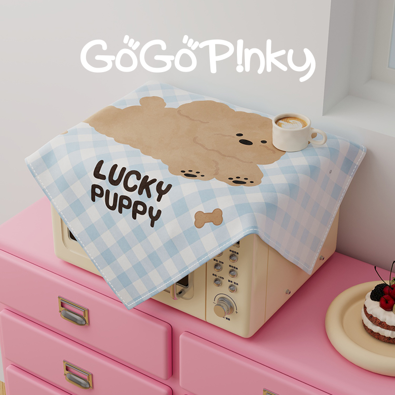 ins韩式奶油风家用盖布微波炉空气炸锅遮灰布小方巾茶具碗盘盖巾