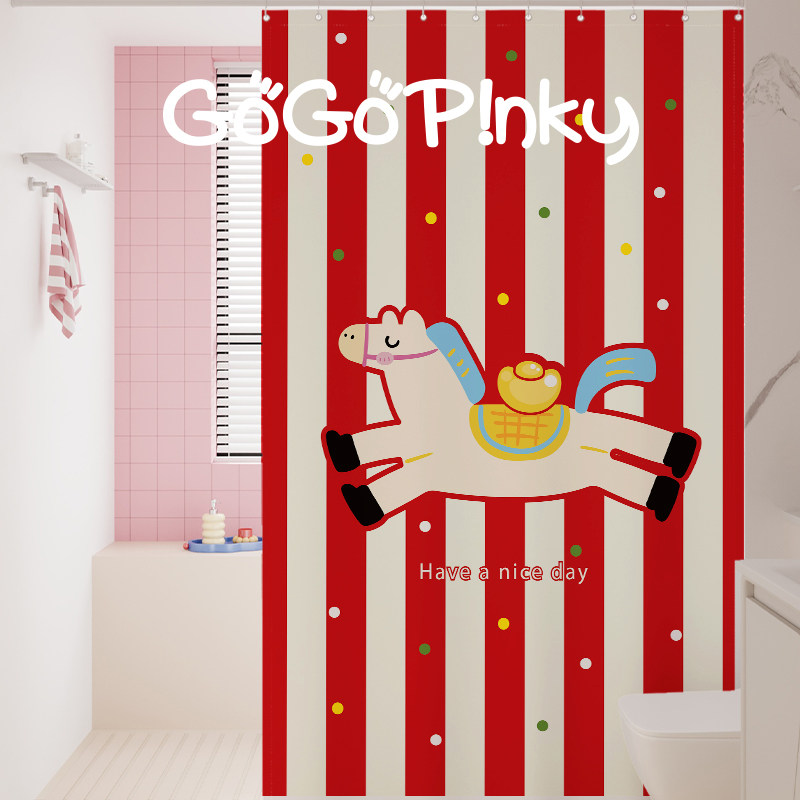 可爱家用浴室防水浴帘卡通门帘淋浴干湿分离卧室厨房隔断帘挂帘