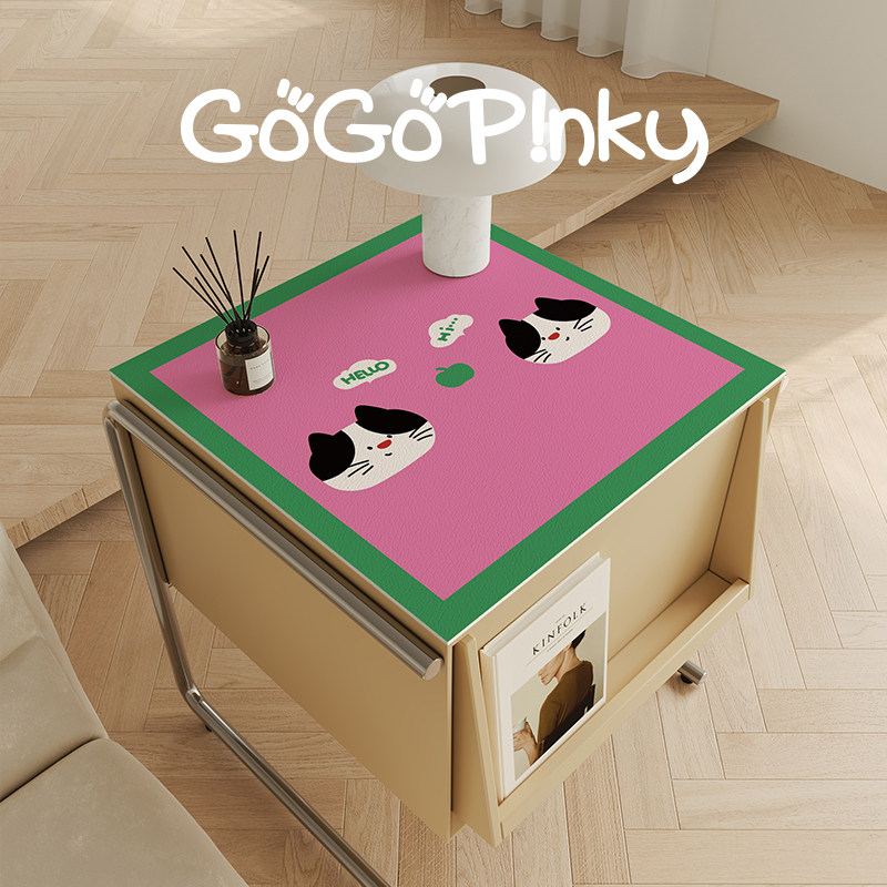 韩系多巴胺家用卧室房间床头柜垫皮革防水防尘免洗可擦茶几垫桌垫,居家布艺,桌布,淘宝优惠券,粉丝福利购,淘宝优惠卷