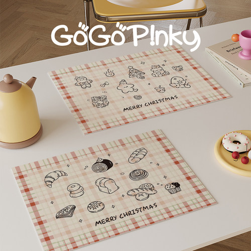 圣诞氛围感卡通可爱家用餐垫皮革防水防烫碗盘隔热垫桌面保护垫子