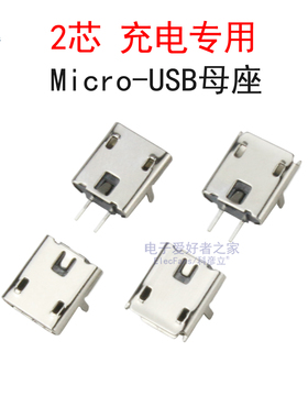 (10个)Micro-USB充电母座2P麦克插座V8安卓迈克尾插两芯直脚弯脚
