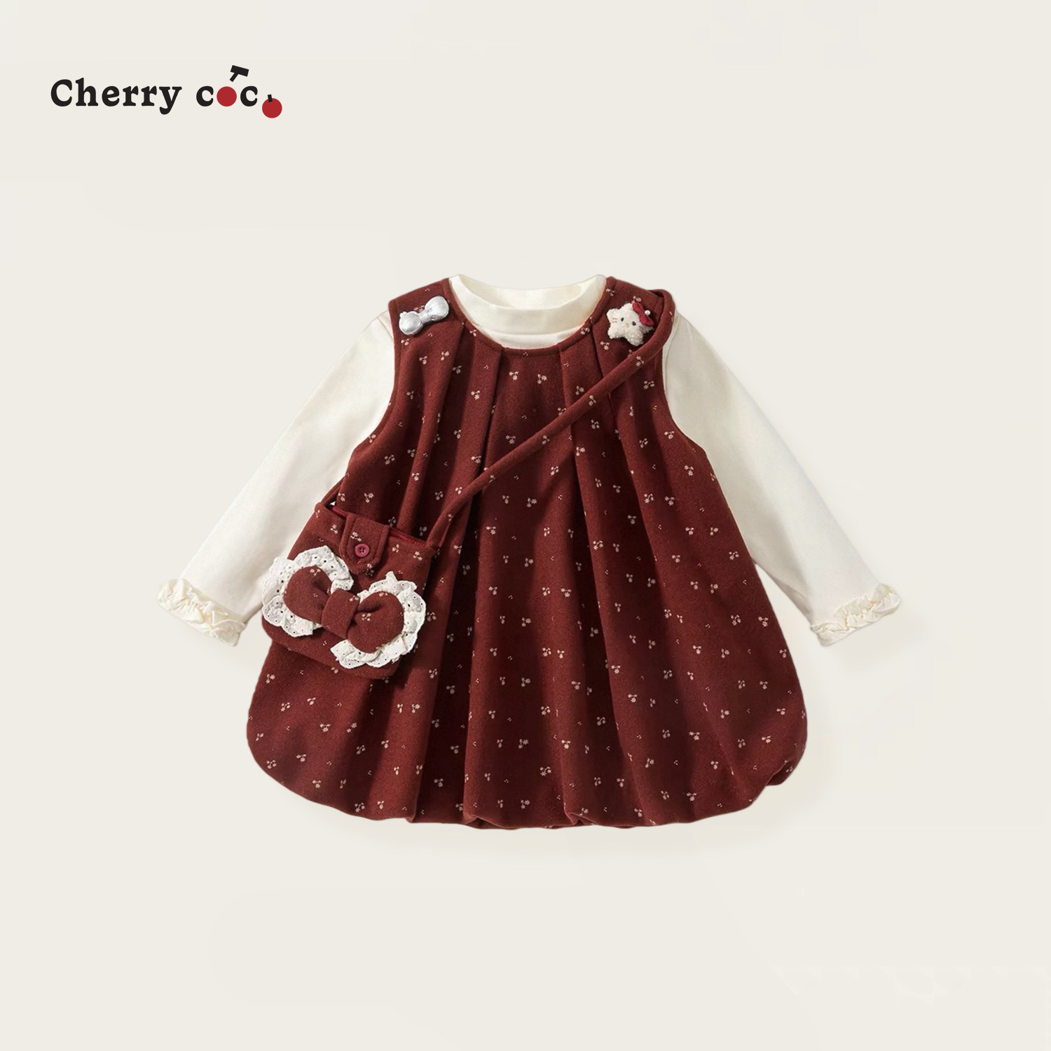 Cherrycoco女童套装秋冬新款女宝宝甜美可爱卡通裙子公主二件套