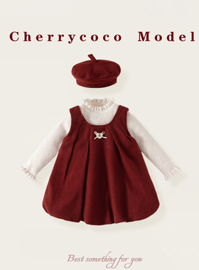 CHERRYCOCO女童连衣裙秋冬装2025新款洋气儿童公主裙加绒裙子冬季