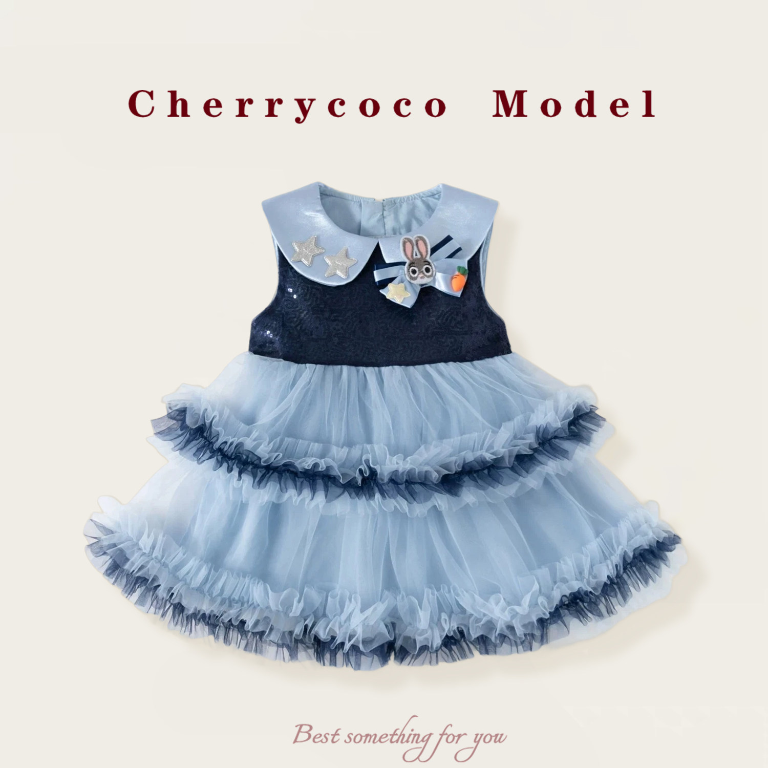 CHERRYCOCO女童连衣裙夏装新款女宝宝洋气公主裙兔子警官儿童纱裙