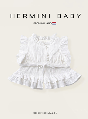 HERMINI女童夏季新款套装宝宝韩版精致蕾丝短袖上衣短裤二件套装