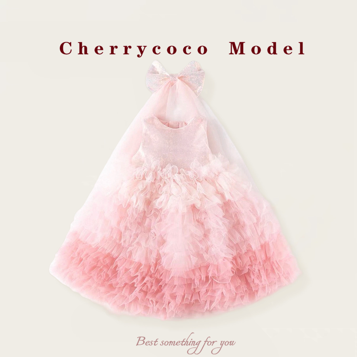 CHERRYCOCO女童连衣裙夏季新款女宝宝甜美渐变色彩虹公主裙纱裙