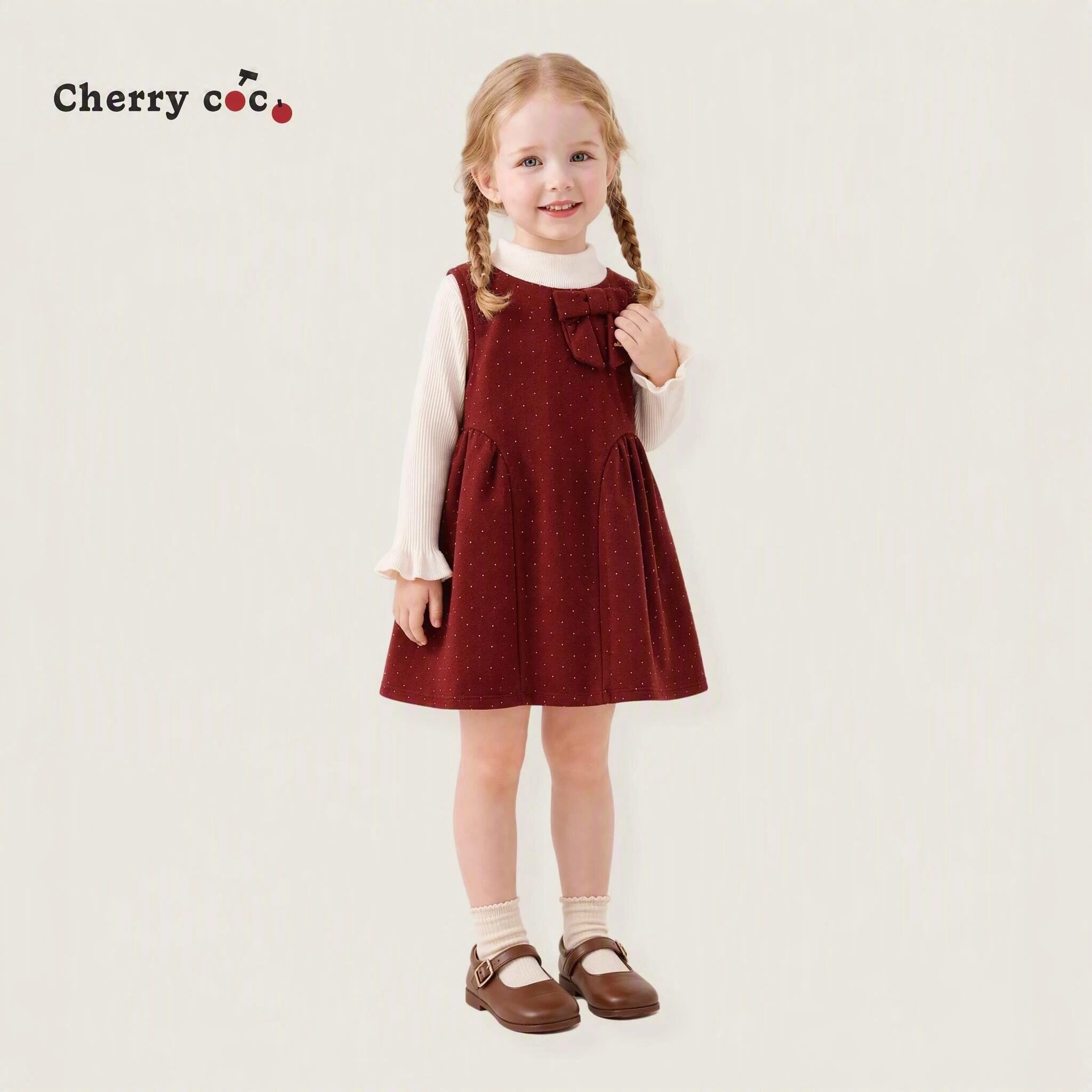 Cherrycoco女童套装秋冬新款女宝宝公主裙儿童生日裙子气质二件套