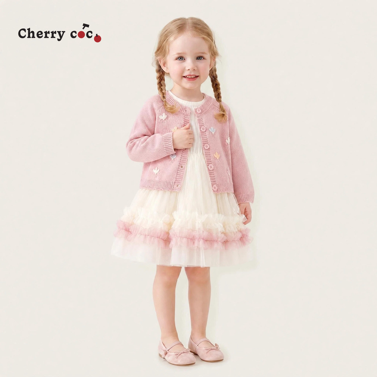 Cherrycoco女童套装秋冬新款女宝宝甜美纱裙小女孩公主裙二件套