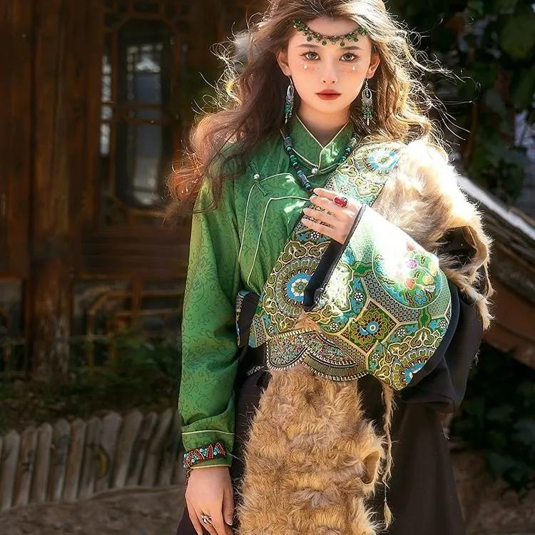 藏族服装女新款民族风藏袍旅拍写真旅游摄影藏装锅庄演出舞蹈服饰