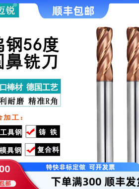钨钢4刃圆鼻刀加长牛鼻刀cnc刀具立铣刀四刃硬质合金1R0.2 3R0.5