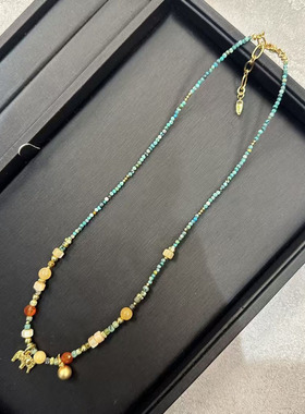 ZHAZHA韩国新款时尚简约百搭彩色小象吊坠项链女高级感气质锁骨链