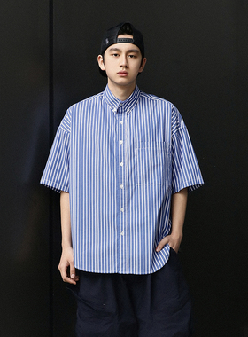BPCALL25SS条纹衬衫高级感cityboy百搭嘻哈廓形宽松男女通款
