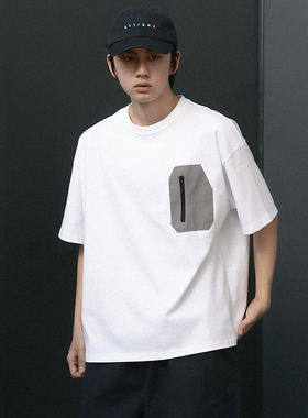 BPCALL25SS 1.0纯棉山脉短袖户外防晒拉链口袋圆领短袖T恤男宽松