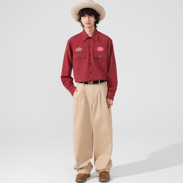 BPCALL25AW 迪克斯长袖衬衫刺绣vintage美式街头外穿秋冬上衣