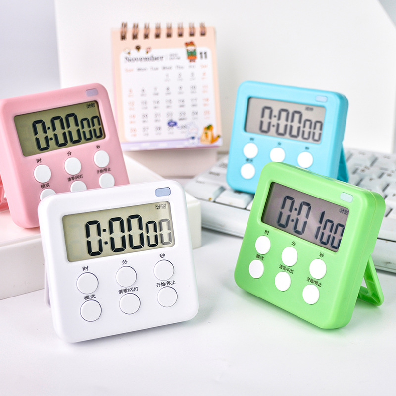 可静音定时器带时间电子计时器厨房烘焙时间管理器学生时钟闹钟