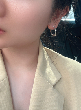 AimeeDesign 碎银几两小方块银色小珠子耳圈圈圈高级小众感耳饰