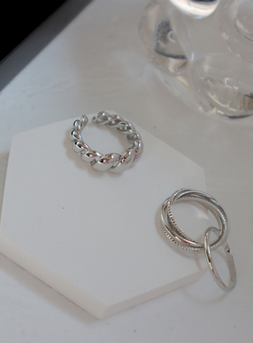 AimeeDesign 欧美简约个性叠戴复古戒指ins小众设计高级感指环