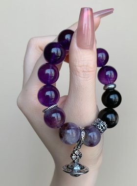 AimeeDesign 高级原创设计紫水晶纯天然九紫离火暗黑系手串手链