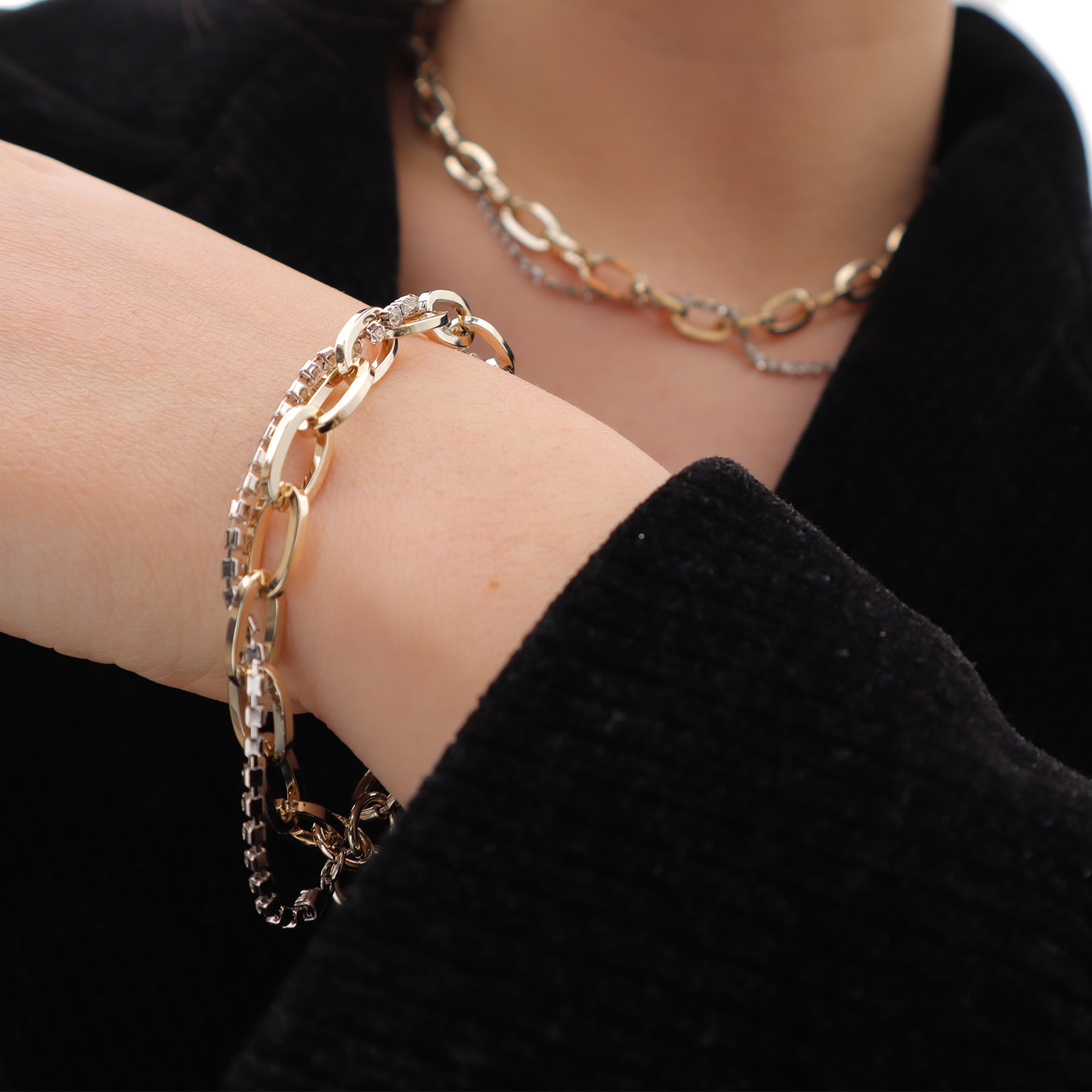 aimeejustine同款ins拼接金银