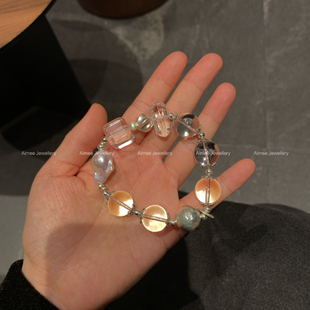 设计款 银河予物 天然巴洛克珍珠双a全净体收藏级白水晶手串手链