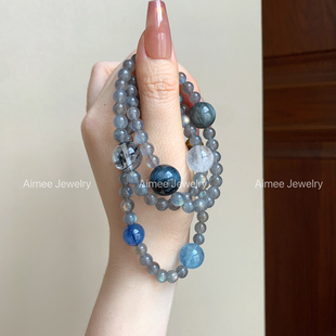 回归平静 星瀚 灰月光 一链多戴 纯天然水晶多圈手串手链设计款