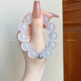 心情变好 月吟 疗愈水晶手串 16mm 没烦恼 大咪奶白晶设计款