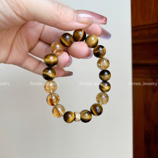 执行力满满 钱多多 自信 招财 大女主 天然虎眼石黄阿赛水晶手串