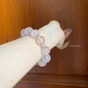 简爱 极简设计莫桑比克粉水晶手串粉粉哒爱情手链精致礼物