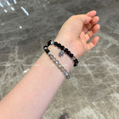 原创设计 银月 灰月光多圈三圈手串叠戴diy 暗黑系水晶甜酷手链