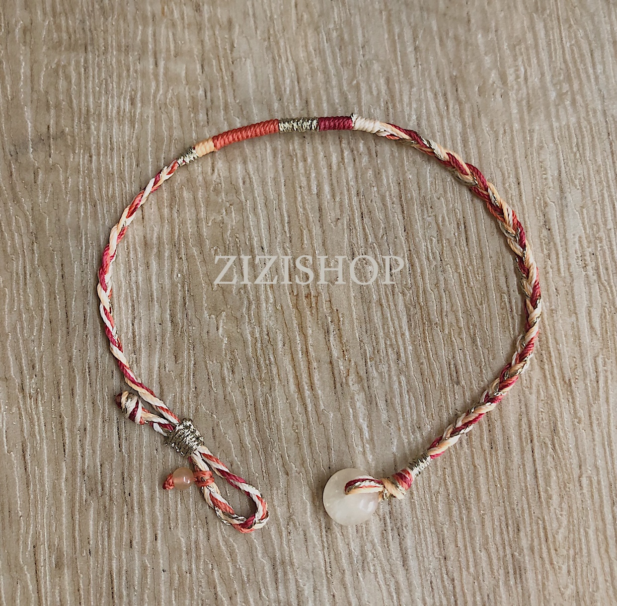 毒家配色玉髓平安扣编织手绳