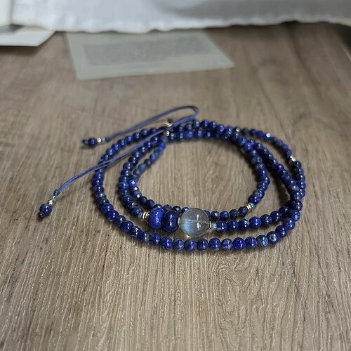 天然青金石月光石包金可调手绳