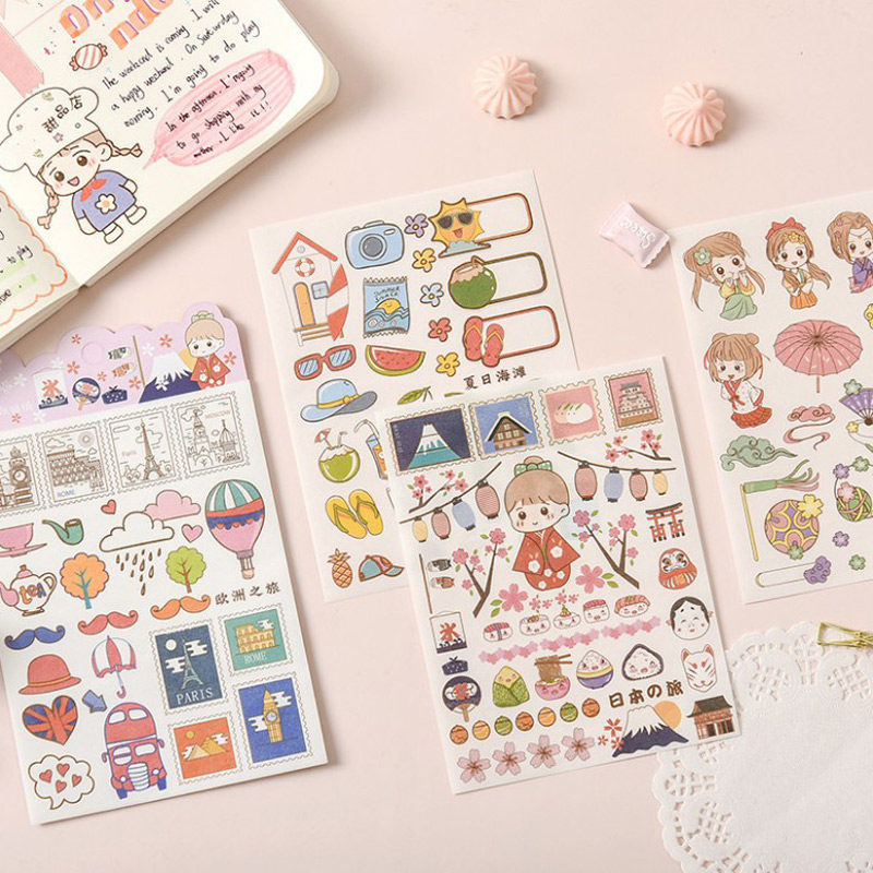 可爱栗子君贴纸日系ins风手账素材贴画盐系diy装饰分装贴纸女孩