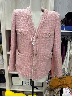 韩国正品REDSUIT粗花呢羊毛呢外套大衣女修身闪亮