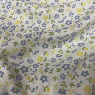弹力螺纹针织纯棉印花布料小碎花柔软女孩童短袖服装面料手工DIY