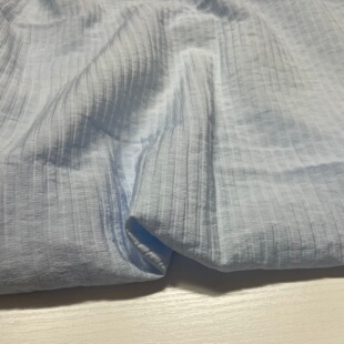 天蓝色竖条纹天丝棉布料薄款柔软衬衣连衣裙子服装面料手工DIY