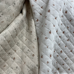 可爱小碎花夹棉针织纯棉布料加厚保暖柔软宝宝棉睡衣裤服装面料