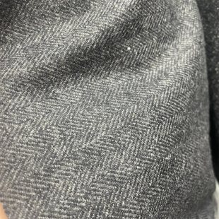 优质深灰色小人字纹薄款羊毛呢子布料西装外套裤子高定服装面料