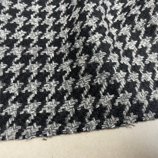 进口黑灰色千鸟格子全羊毛布料柔软大衣外套裤子裙子服装面料手工