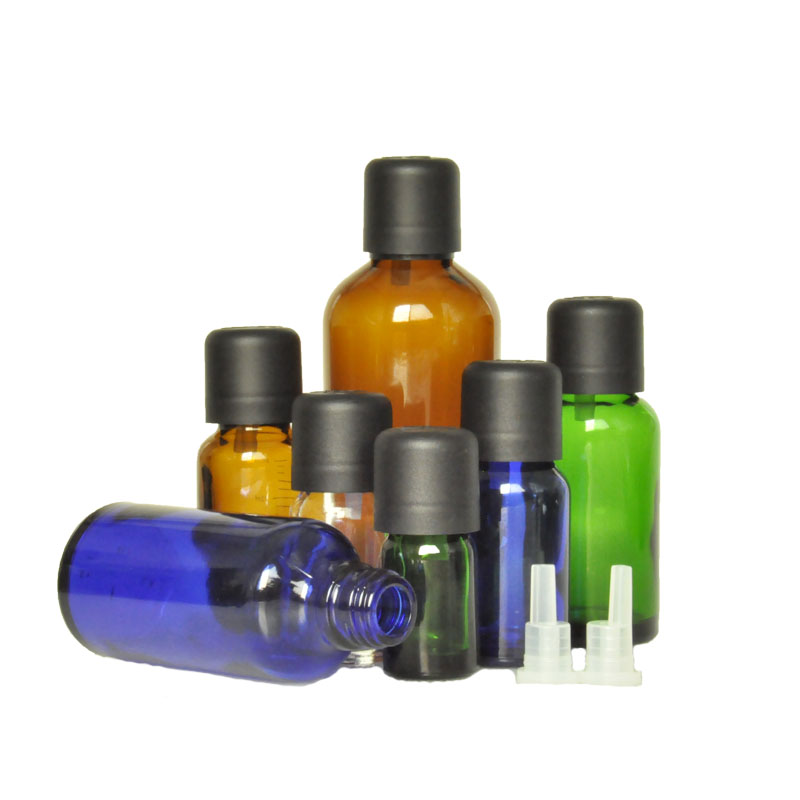 茶色精油瓶防盗透明蓝绿100mL
