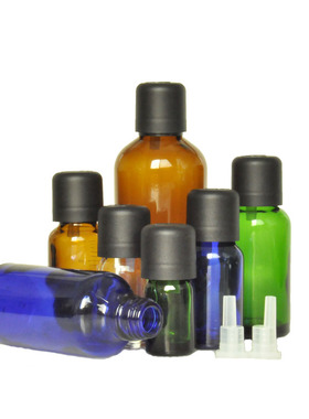 茶色精油瓶防盗透明蓝绿100mL