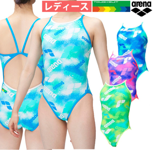 日本Arena阿瑞娜连体三角游泳衣女2022新款 露背性感持久耐氟训练