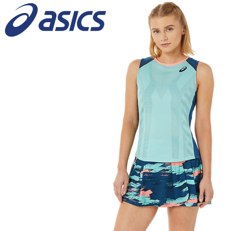 日本Asics亚瑟士羽毛球大赛服女新款透气网眼速干无袖背心T恤