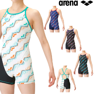 日本Arena阿瑞娜连体平角游泳衣女2023新款 紧身保守运动练习泳装