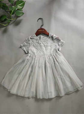 宝儿夏款童装连衣裙女童蕾丝纱纱蓬蓬裙11153